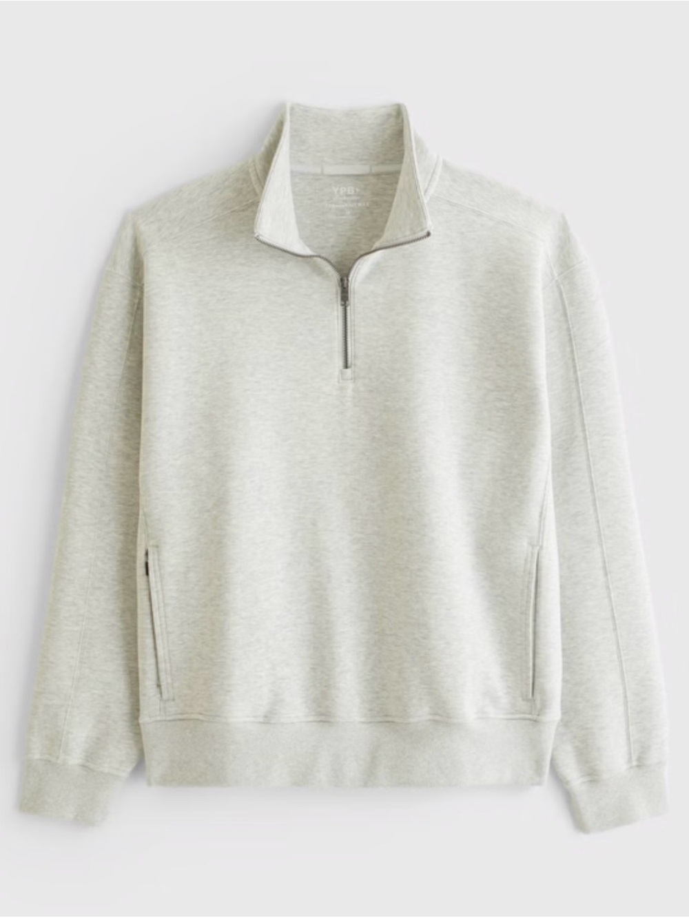 NWT YPB Abercrombie Men’s L Tall Heathered Cream Quarter Zip Stretch Sweatshirt